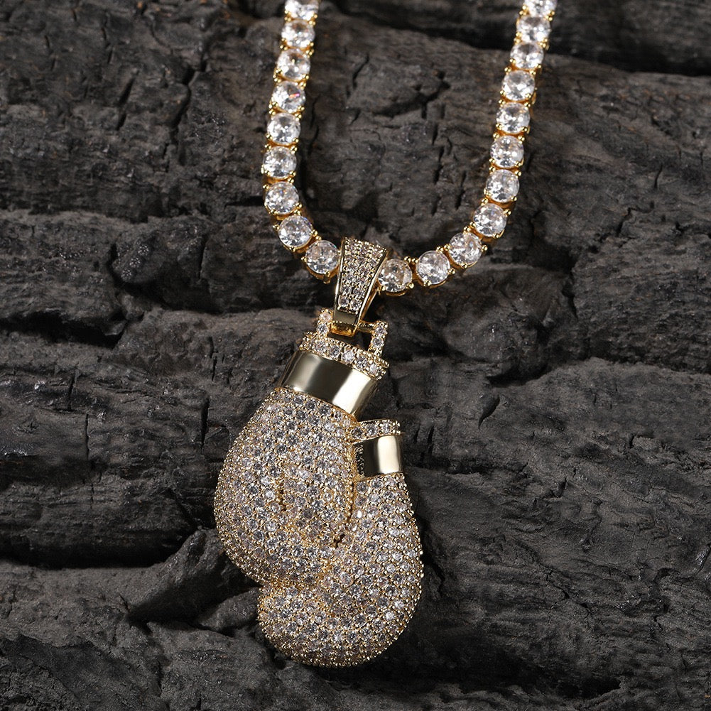 SSS - Icedout Box gloves round cut diamond pendant