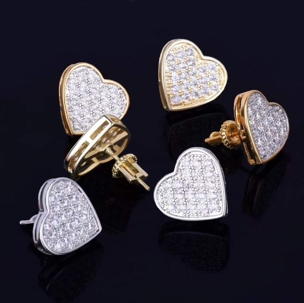 SSS - Icedout Heart stud Moissanite diamond earrings