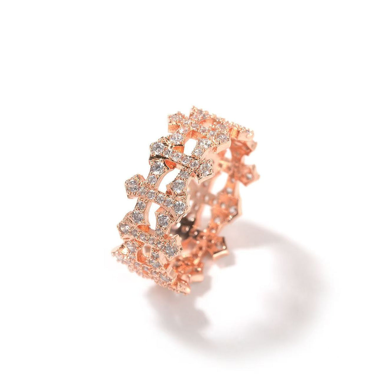 SSS - Icedout Cross cluster diamond pointers Cut Ring
