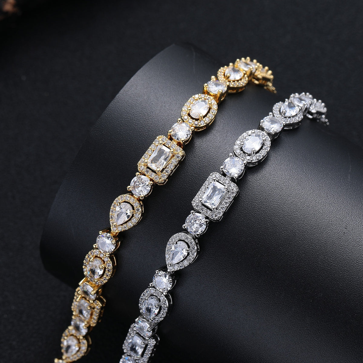 SSS - Halo GVC Multi diamond shape tennis link bracelet