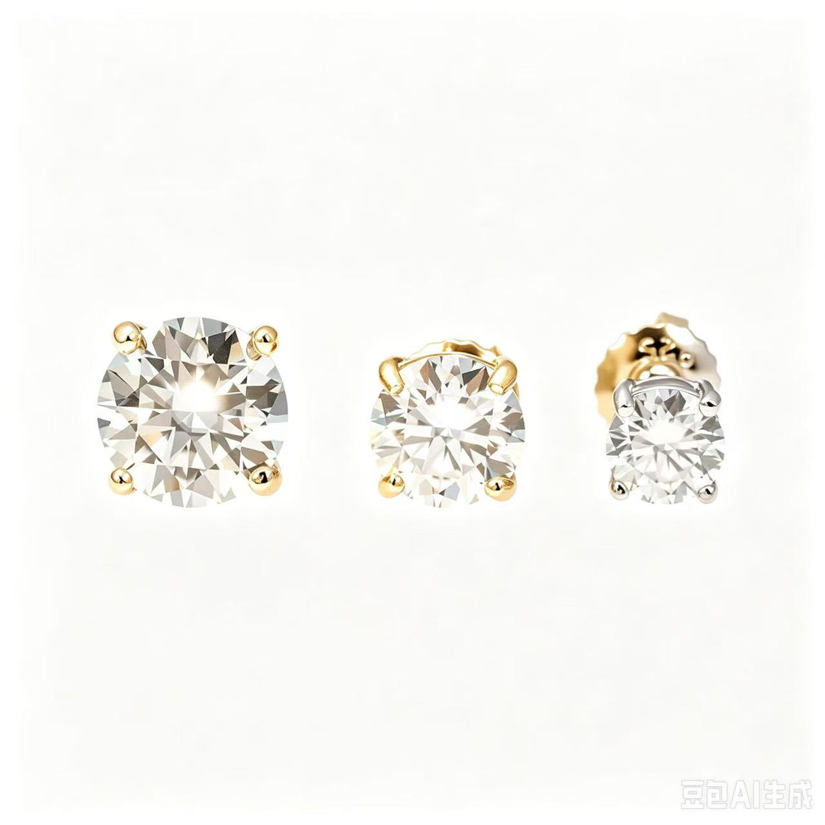 SSS - 4 Prong Round brilliant Moissanite diamonds stud Earrings
