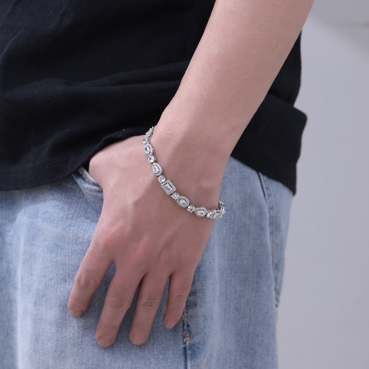 SSS - Halo GVC Multi diamond shape tennis link bracelet