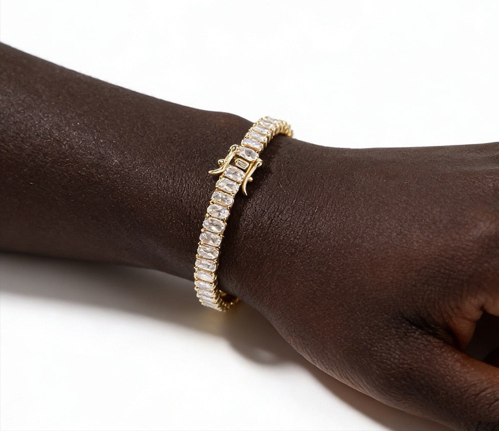 SSS - Halo oval diamond tennis diamond link bracelet