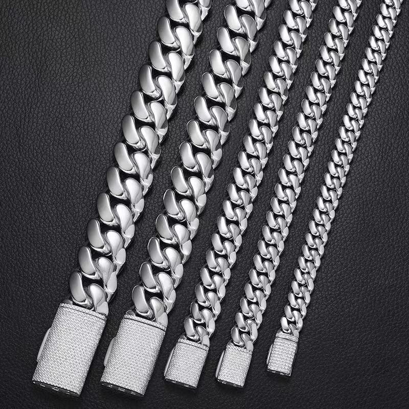 SSS - 10-22MM white gold Cuban 14k solid Miami Cuban Icedout clasps