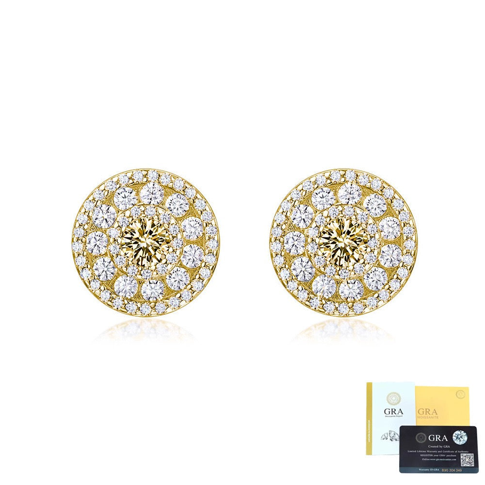 SSS - Round Halo stud Moissanite Diamond Earrings
