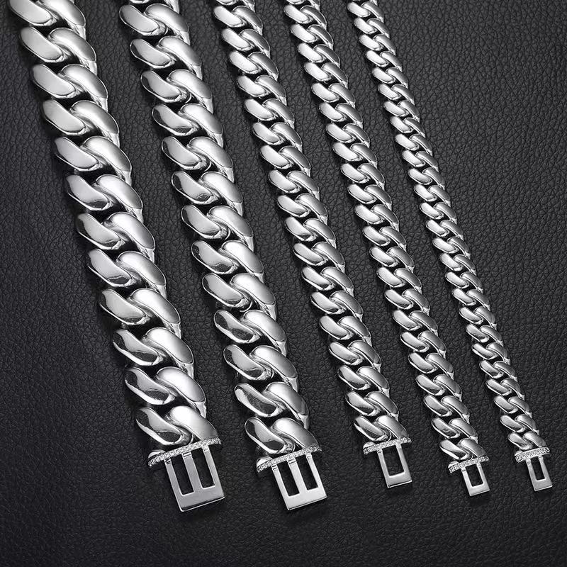 SSS - 10-22MM white gold Cuban 14k solid Miami Cuban Icedout clasps