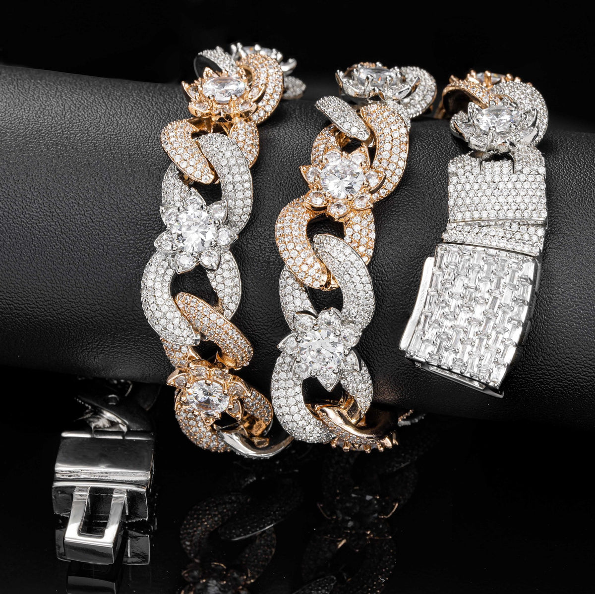 SSS - 16MM Fleury Charm two tone Cuban link diamond Necklace