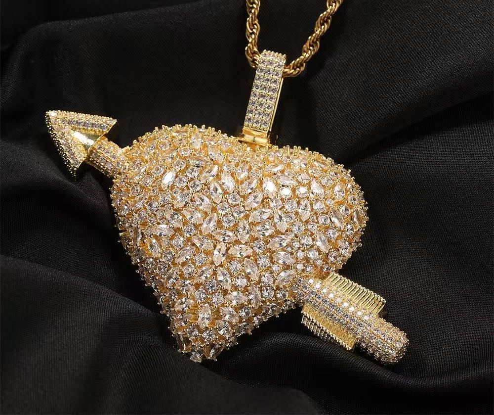 SSS - Heart Cupid icedout back photo pendant diamond Necklace