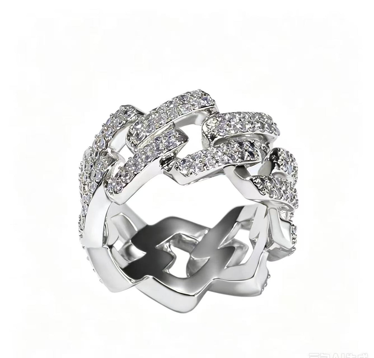 SSS -   Cuban interlocking icedout Diamond ring