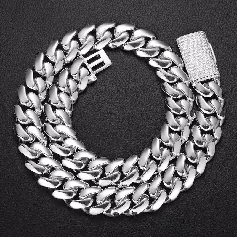 SSS - 10-22MM white gold Cuban 14k solid Miami Cuban Icedout clasps