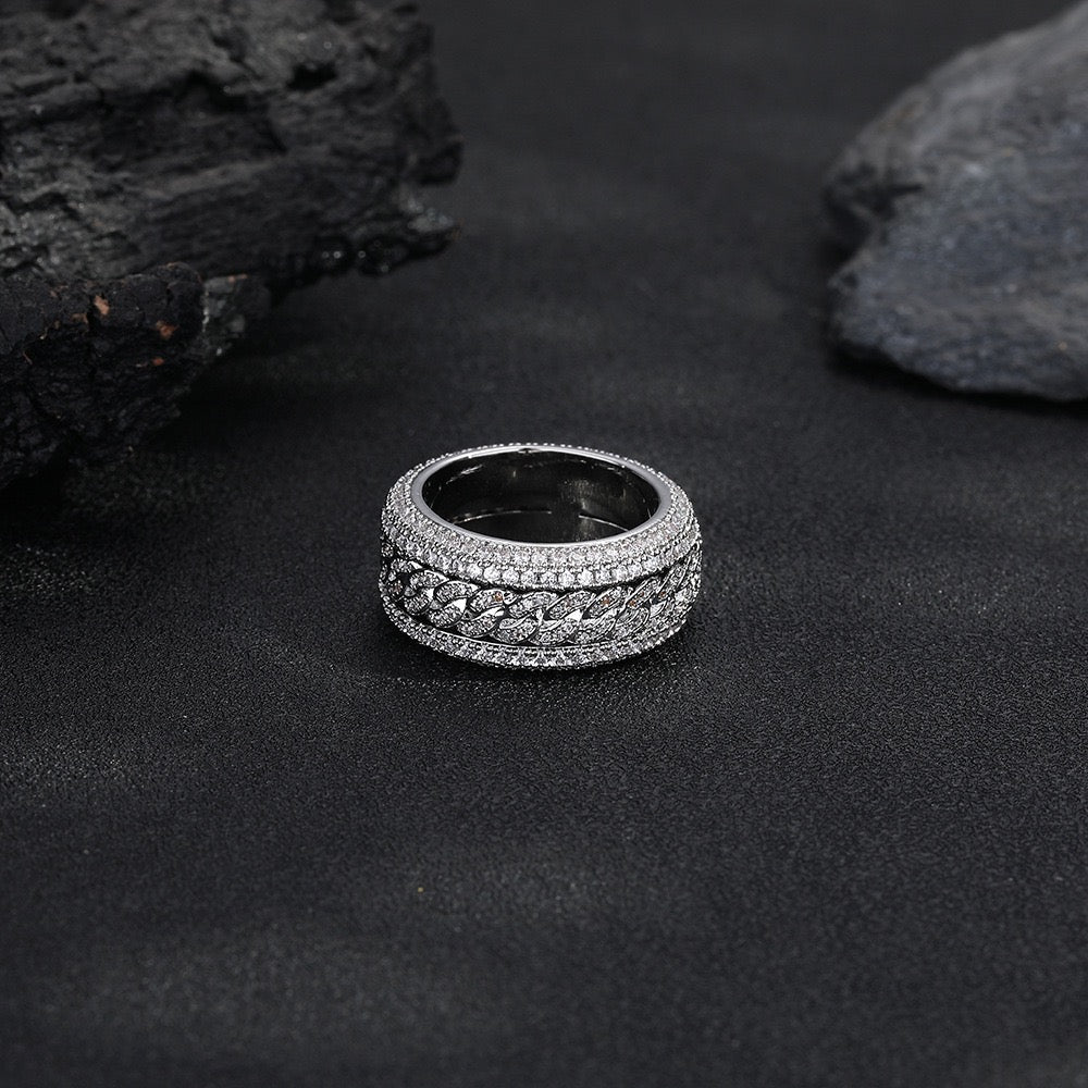 SSS - Icedout Diamond Round Cuban Ring