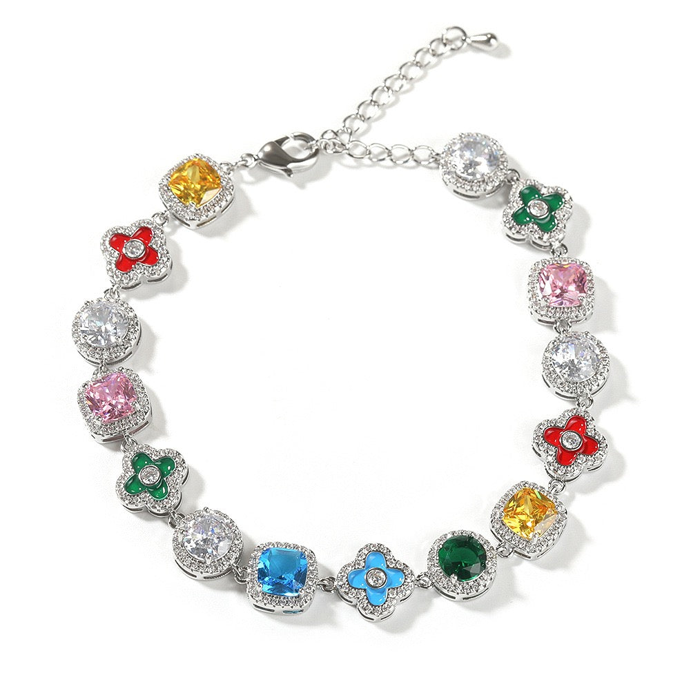 SSS - Multi diamonds shape gold plating link bracelet