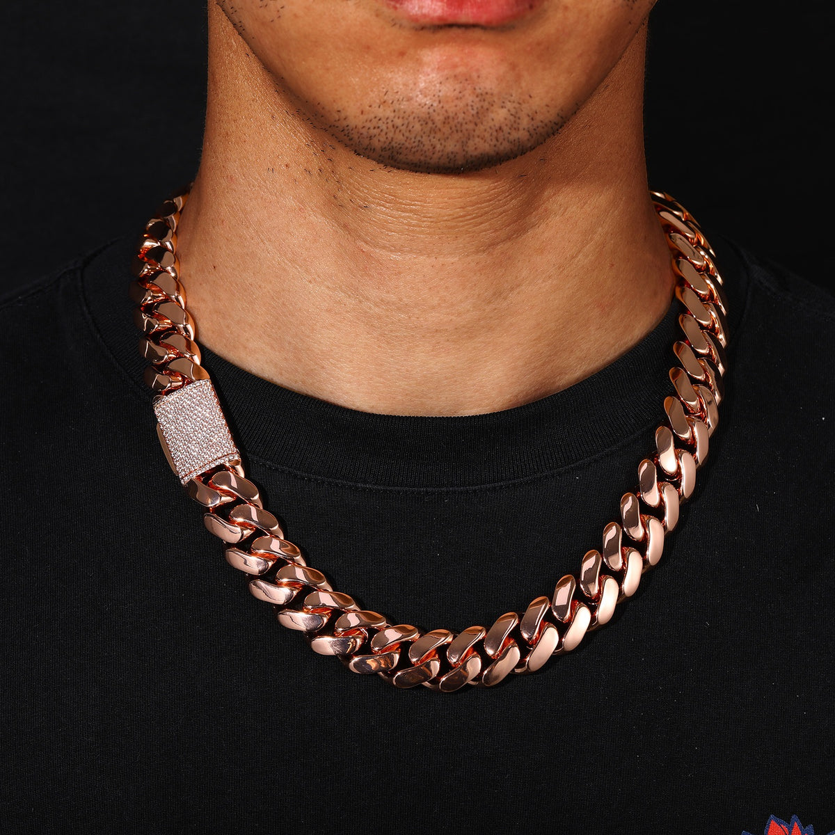 SSS - 10-22MM Rose gold Cuban 14k solid Miami Cuban Icedout clasps