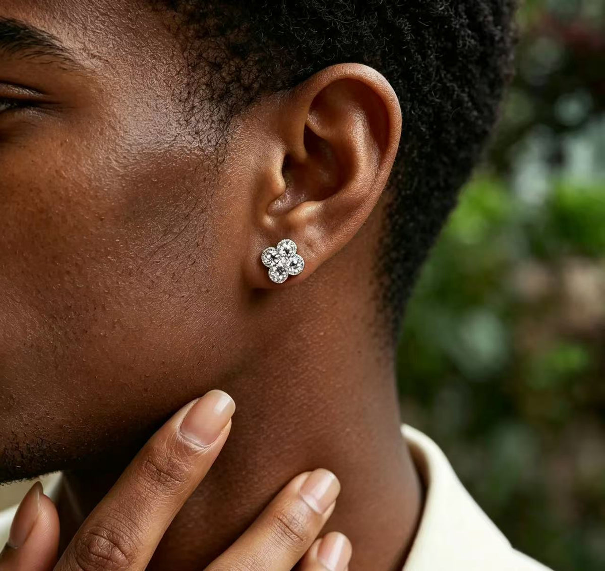 SSS - Clover leaf  brilliant Moissanite diamonds stud Earrings