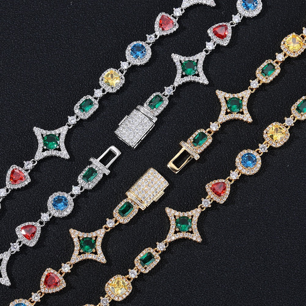SSS - Sapphire stars Multi gemstone and diamond charm Necklace