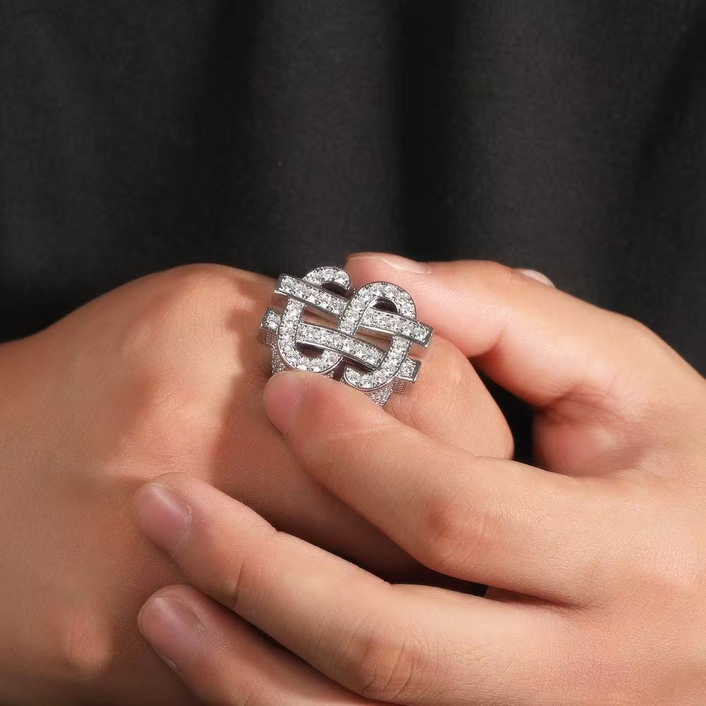 SSS -  Icedout Dollars Sign round cut diamond ring