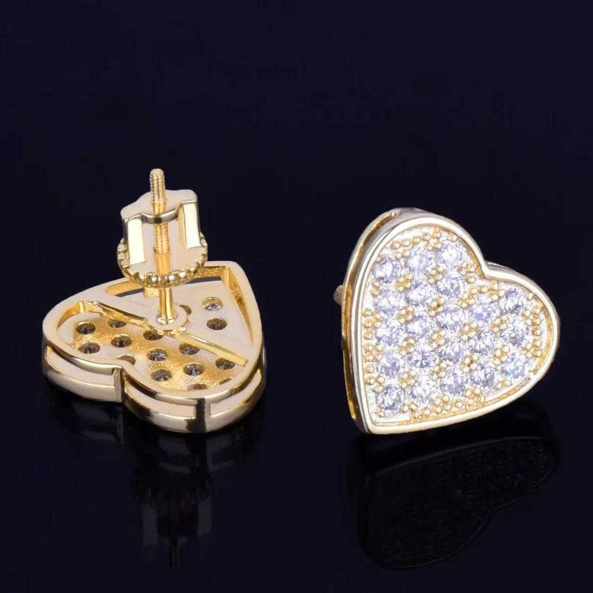 SSS - Icedout Heart stud Moissanite diamond earrings