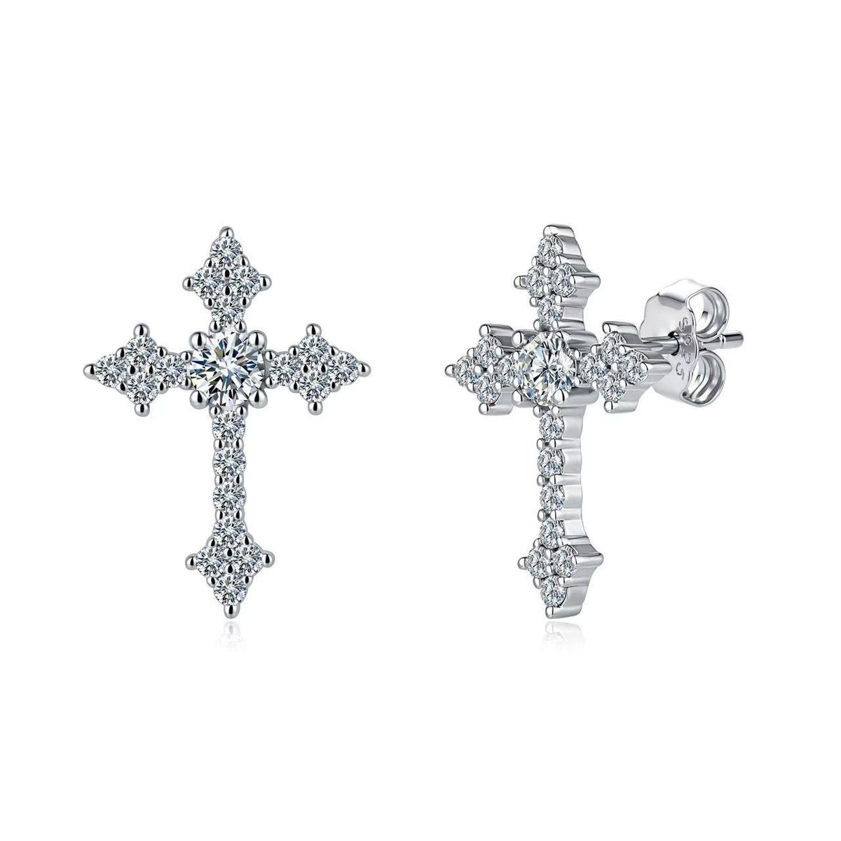SSS - Icedout Cross Moissanitestud diamond Earrings