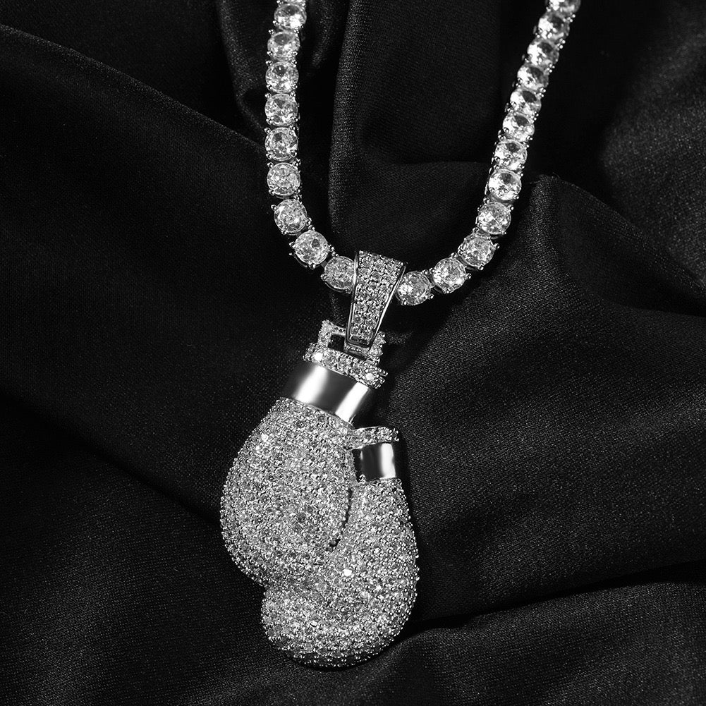 SSS - Icedout Box gloves round cut diamond pendant