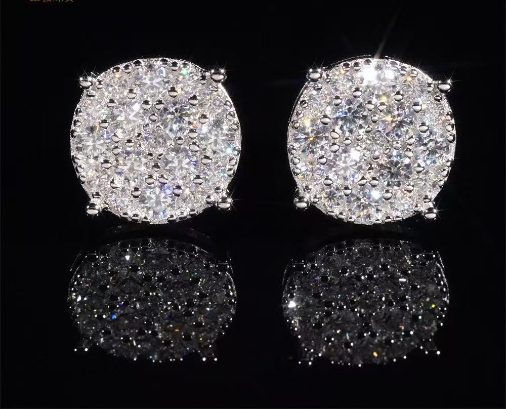 SSS - Round Cluster Moissanite diamond stud Earrings