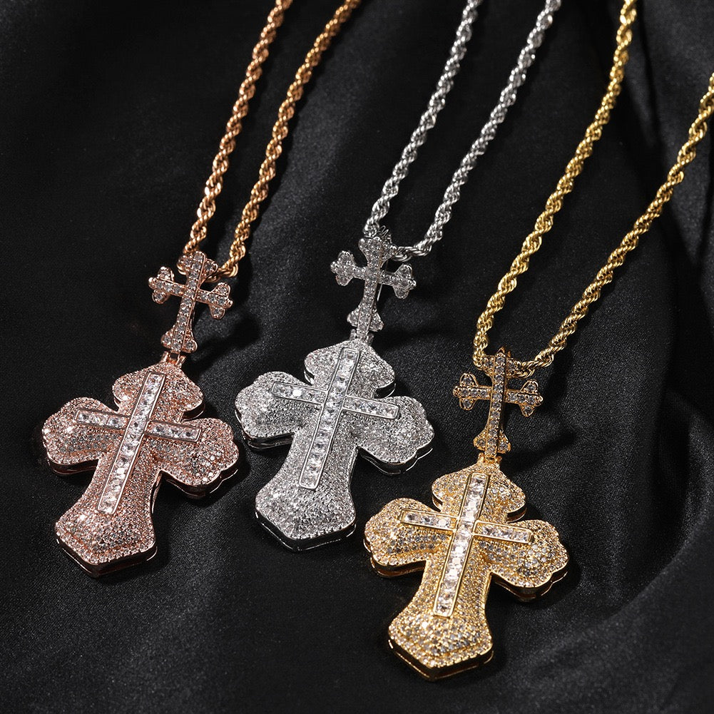 SSS - Ornate Orthodox Cross diamond Pendant