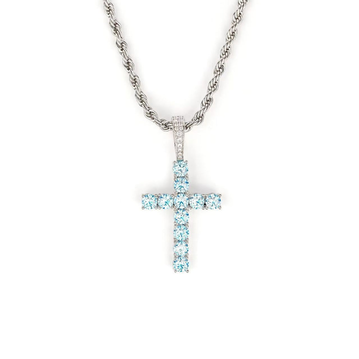 SSS - Icedout diamond Cross set Moissanite color diamonds S925