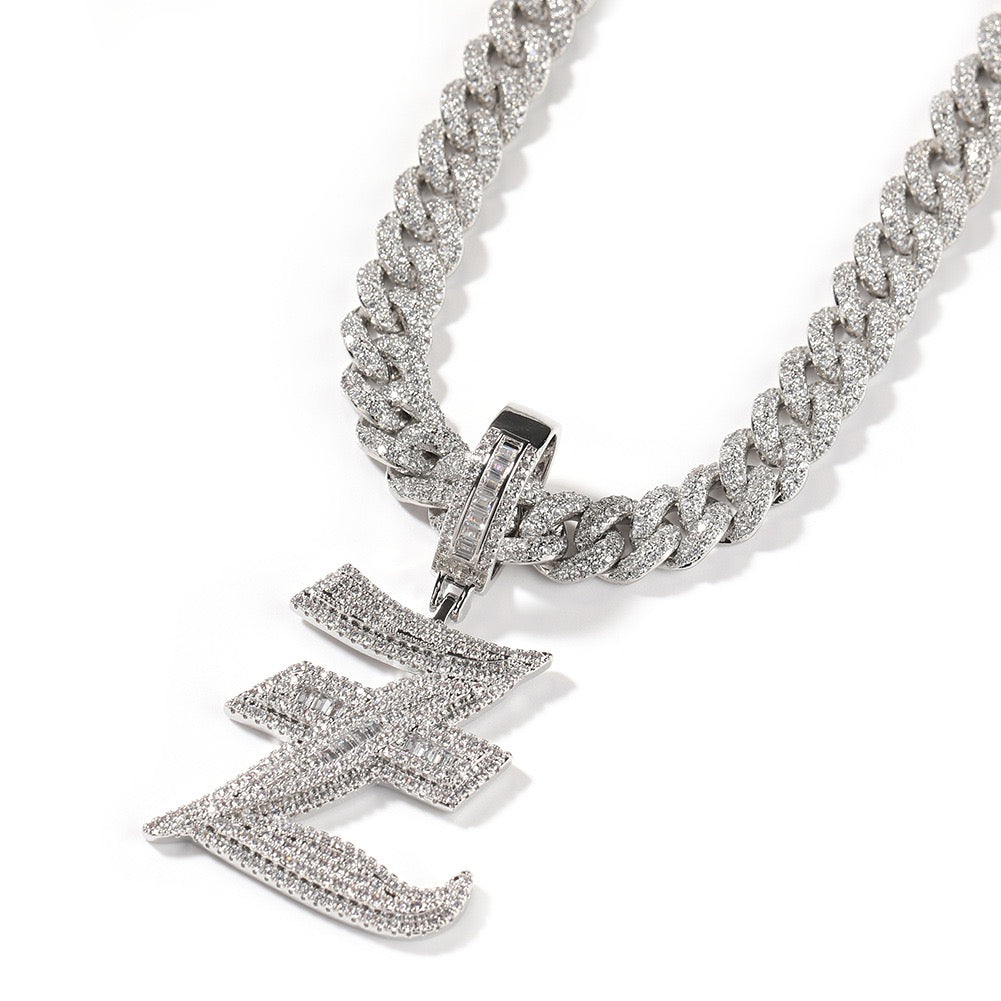 SSS - Icedout Initial letter diamond pendant Alphabet letter