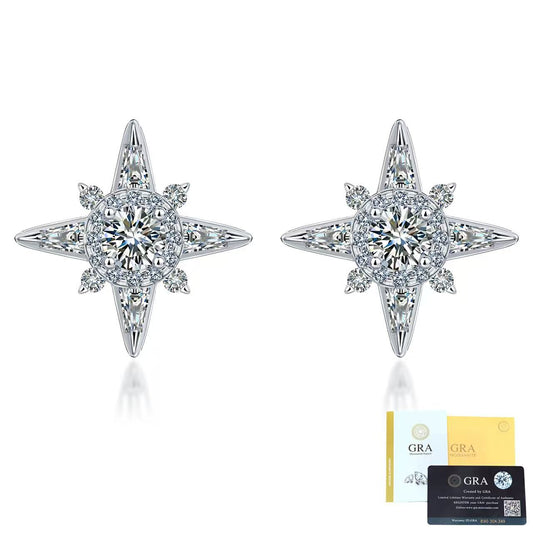 SSS - Icedout North Star Moissanite Diamond Stud Earrings