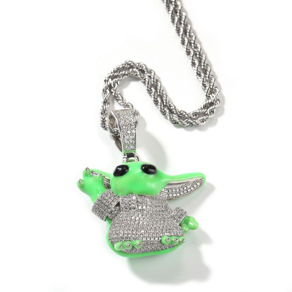 SSS- Yoda Enamel diamond pendant