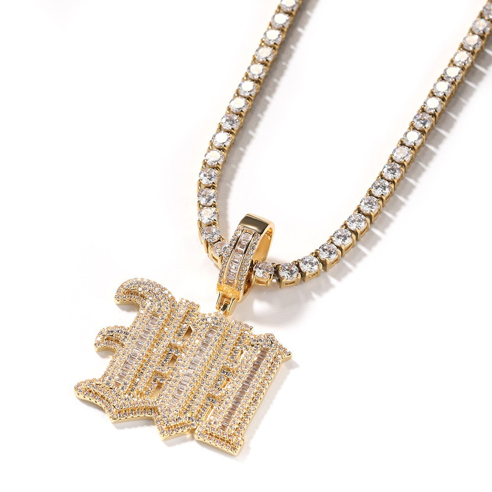 SSS - Icedout Initial letter diamond pendant Alphabet letter