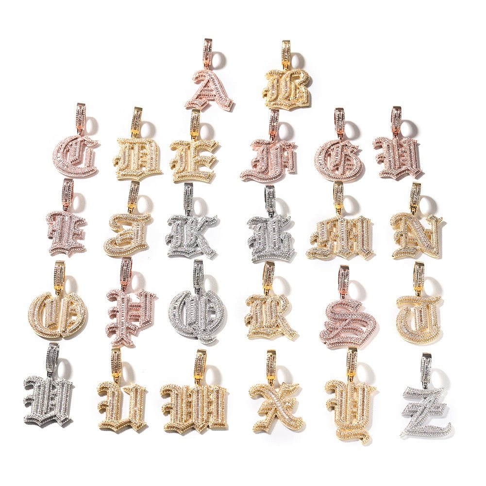 SSS - Icedout Initial letter diamond pendant Alphabet letter