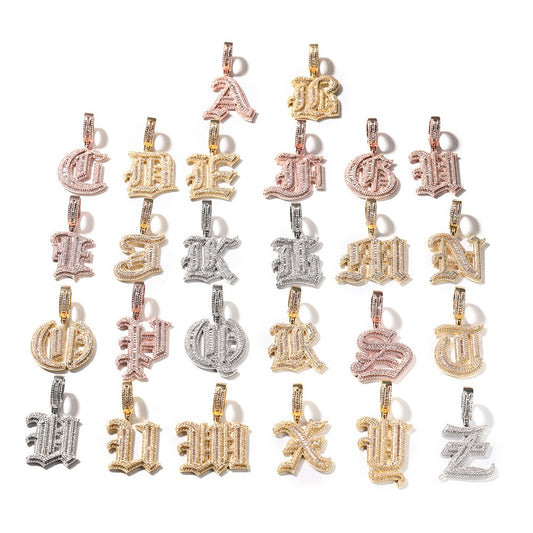 SSS - Icedout Initial letter diamond pendant Alphabet letter