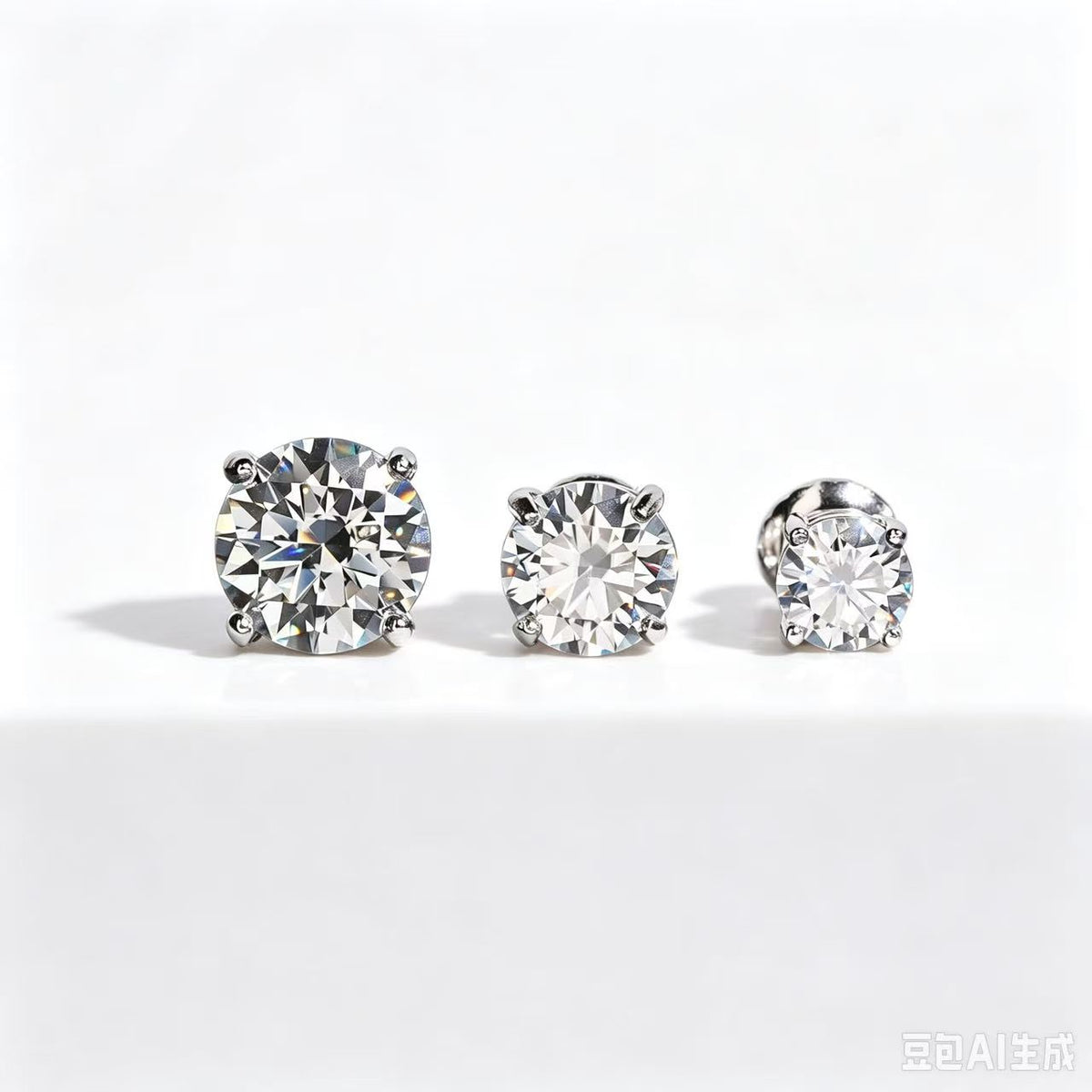 SSS - 4 Prong Round brilliant Moissanite diamonds stud Earrings