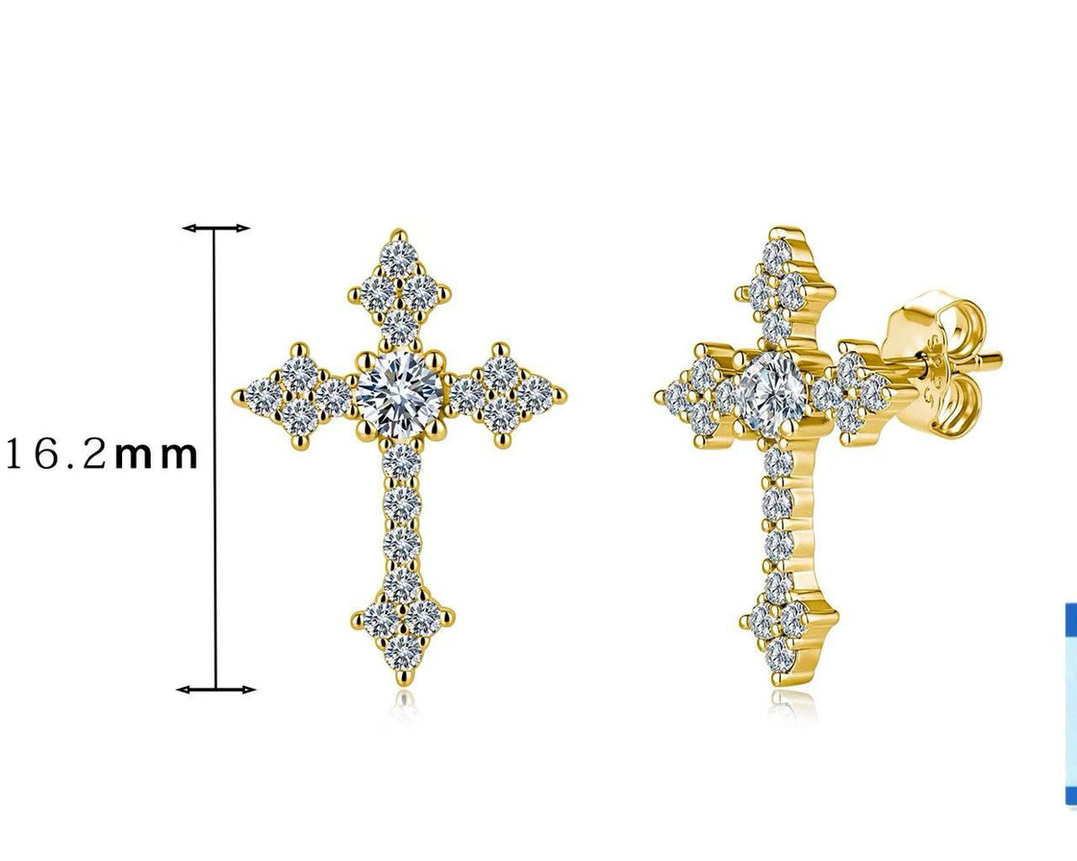 SSS - Icedout Cross Moissanitestud diamond Earrings