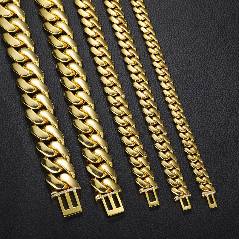 SSS - 10-22MM gold Cuban 14k solid Miami Cuban Icedout clasps