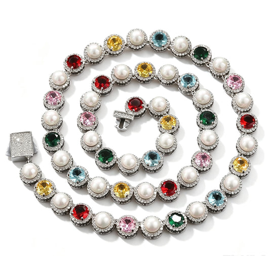 SSS - Perle link sapphire gemstone Necklace