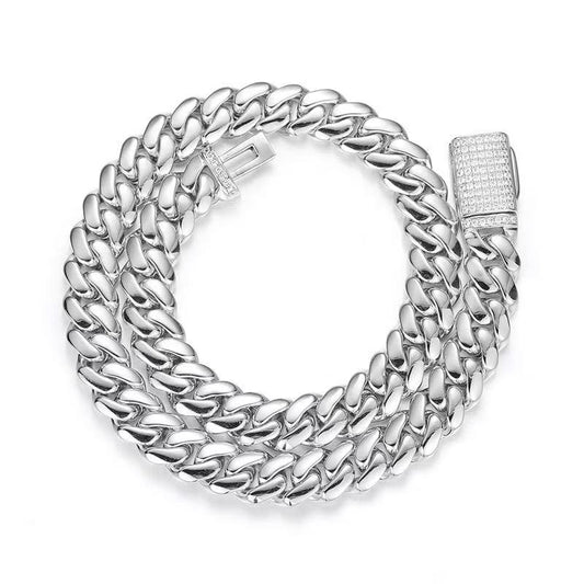SSS - 10-22MM white gold Cuban 14k solid Miami Cuban Icedout clasps