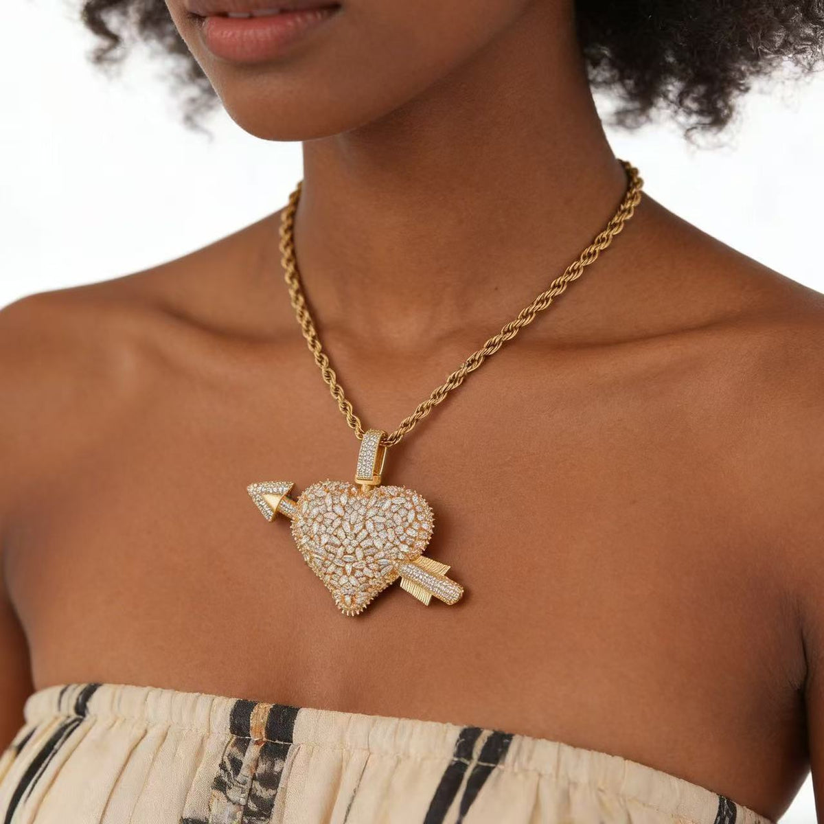 SSS - Heart Cupid icedout back photo pendant diamond Necklace