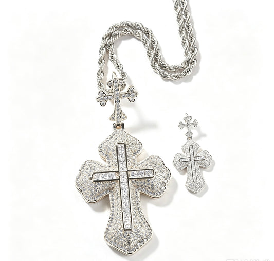 SSS - Ornate Orthodox Cross diamond Pendant