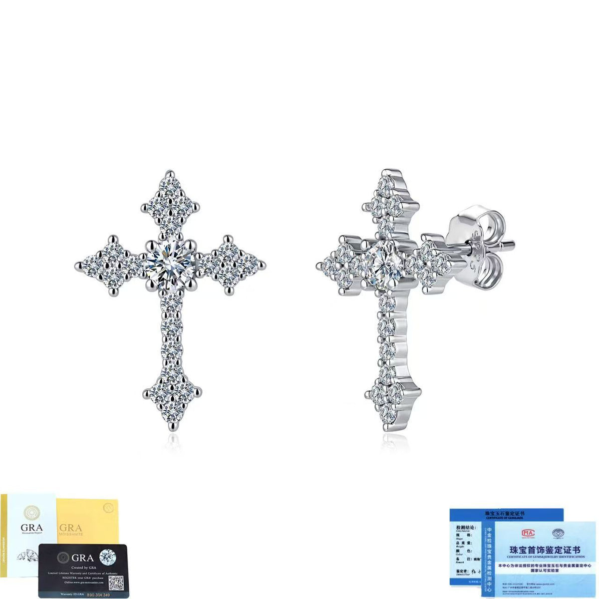 SSS - Icedout Cross Moissanitestud diamond Earrings