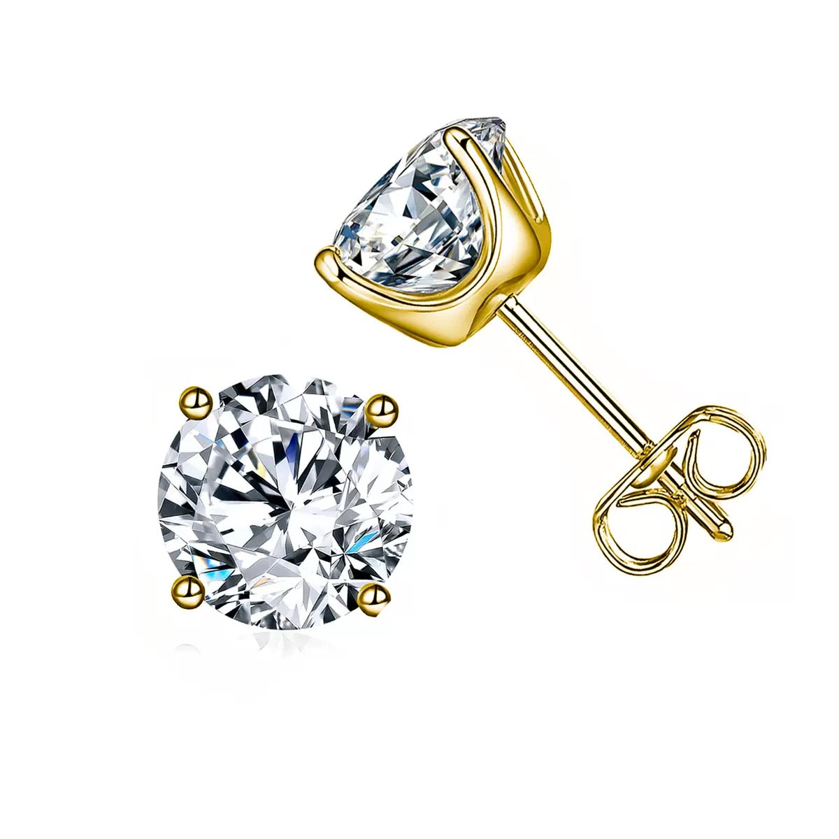 SSS - Round Cut Caushion brilliant 4 prongs Moissanite diamonds stud Earrings