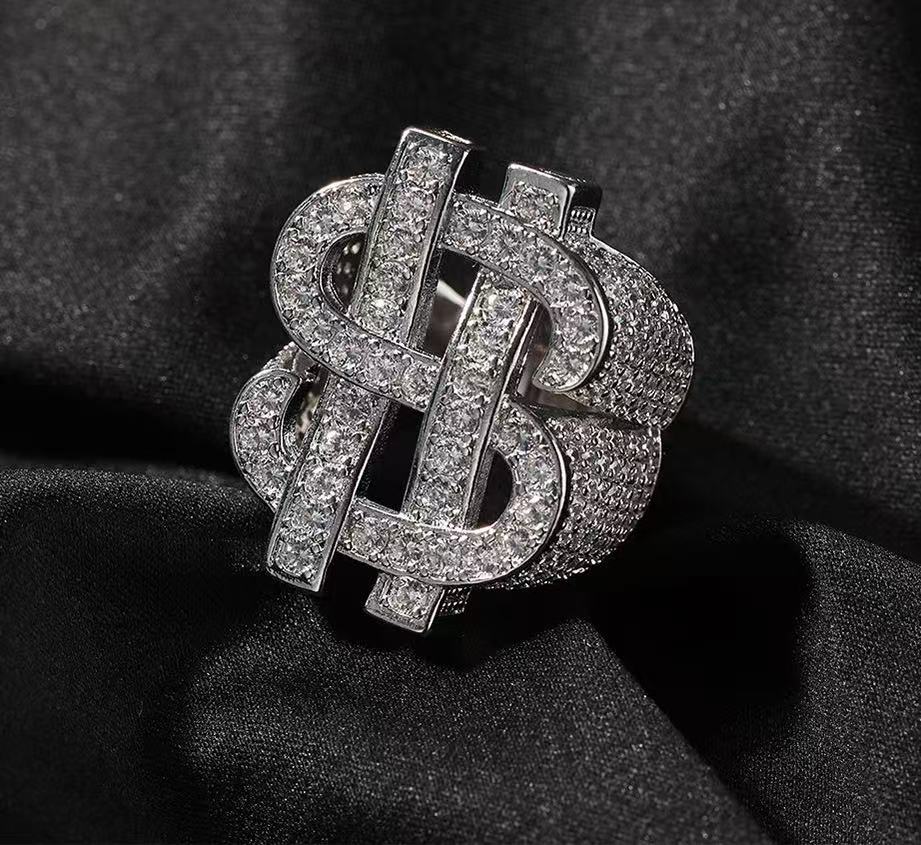 SSS -  Icedout Dollars Sign round cut diamond ring