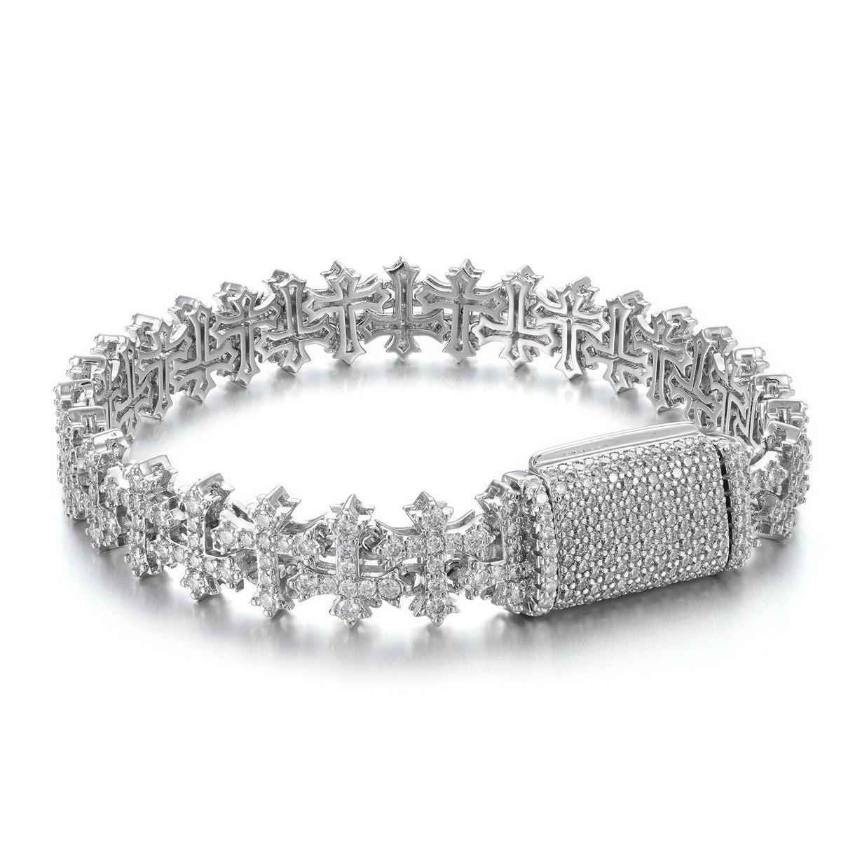 SSS - Multi Cross Link Moissanite diamonds bracelet S925