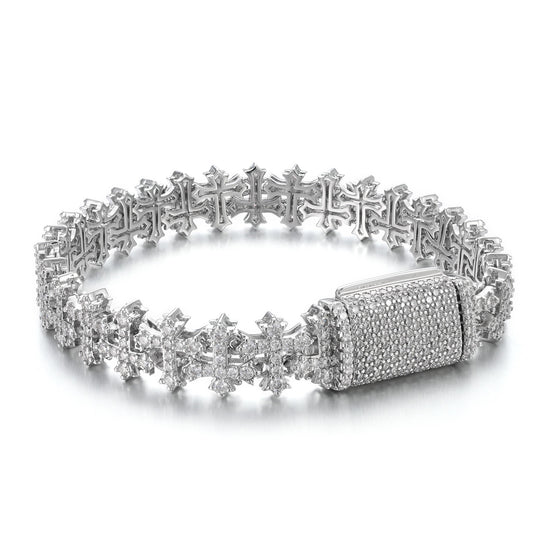 SSS - Multi Cross Link Moissanite diamonds bracelet S925
