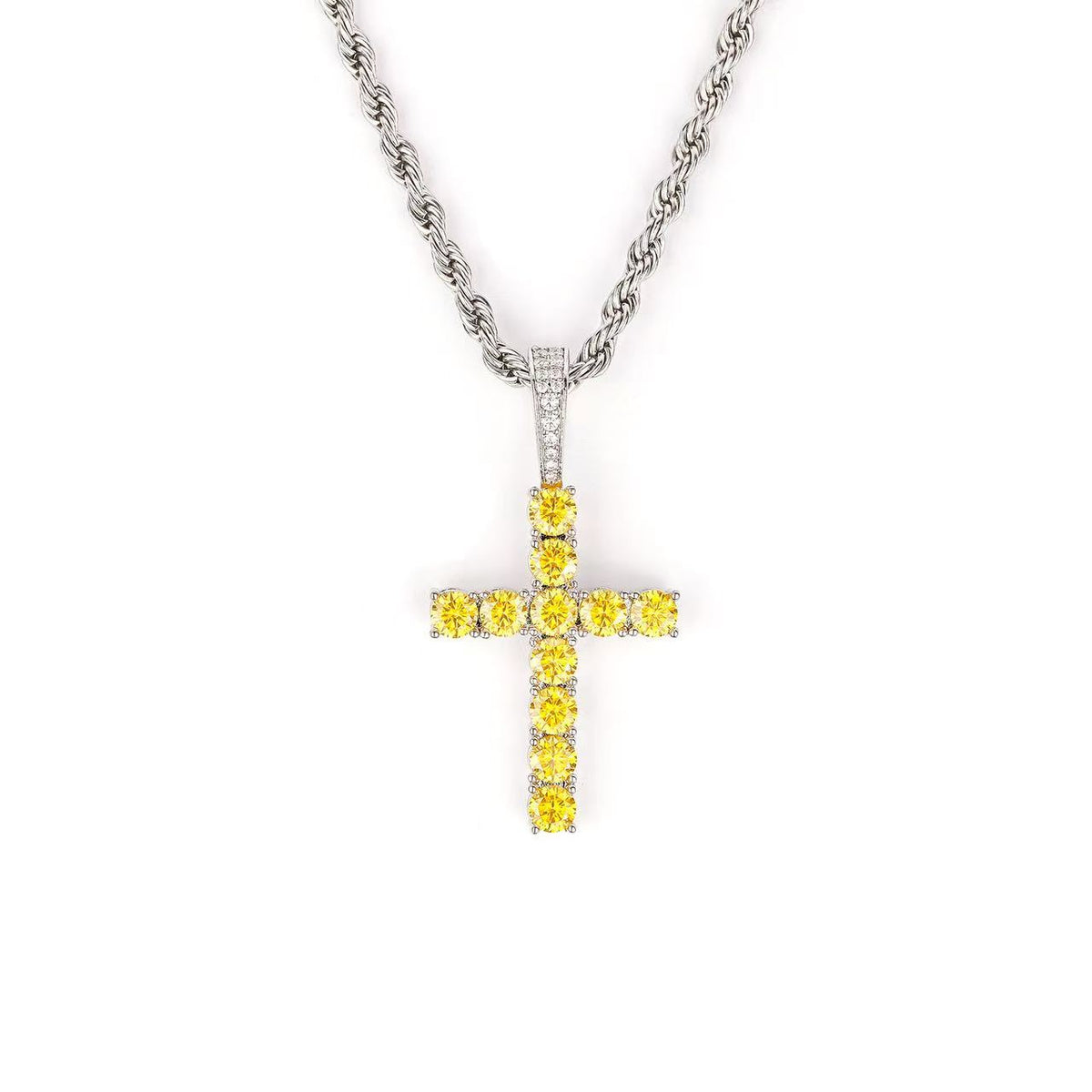 SSS - Icedout diamond Cross set Moissanite color diamonds S925