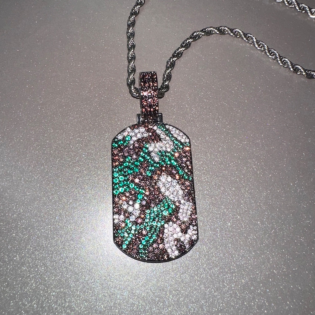 SSS - Icedout Camo Dog Tag set silver diamond pendant