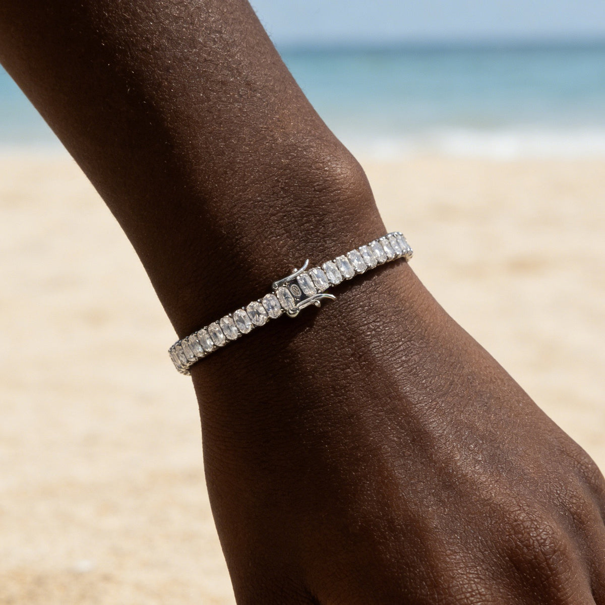 SSS - Halo oval diamond tennis diamond link bracelet