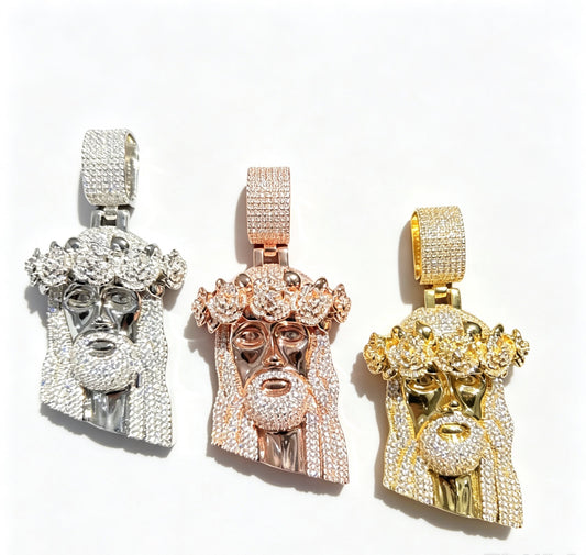 SSS - Icedout Jesus Head diamond pendant Roses crown