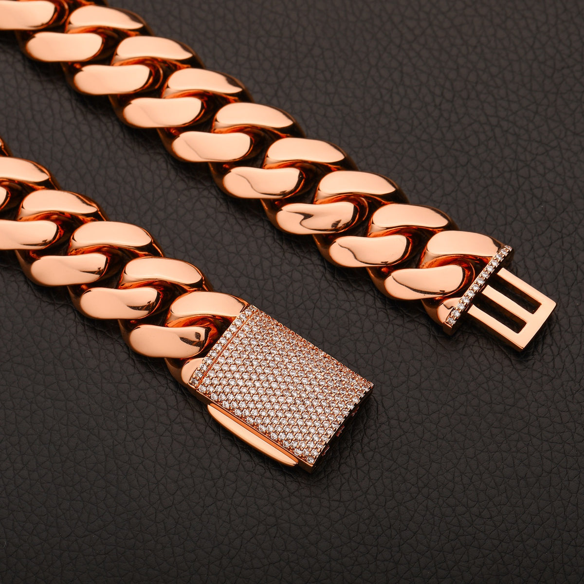 SSS - 10-22MM Rose gold Cuban 14k solid Miami Cuban Icedout clasps