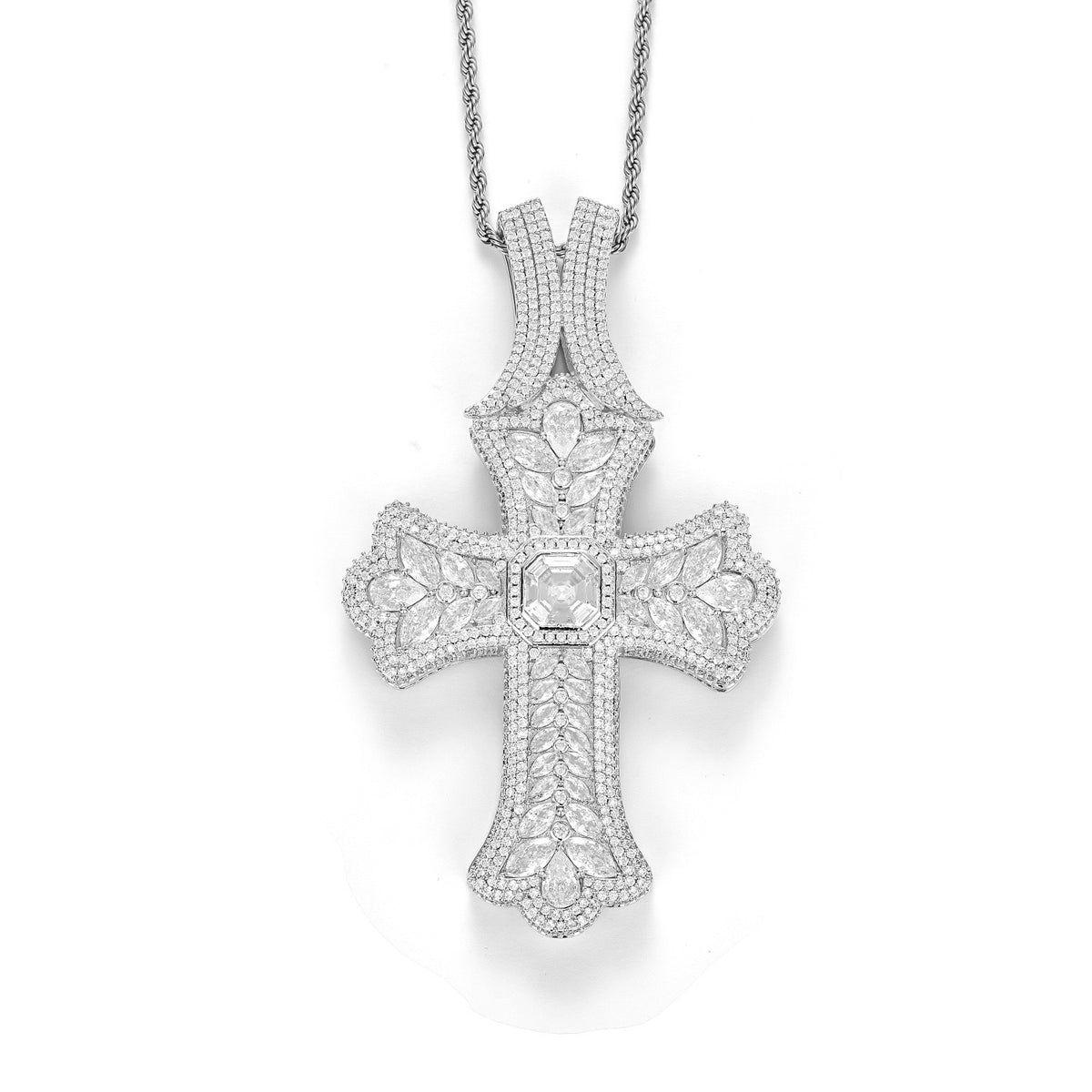 SSS - Cross Emerald Exed Bail diamond pendant plated gold